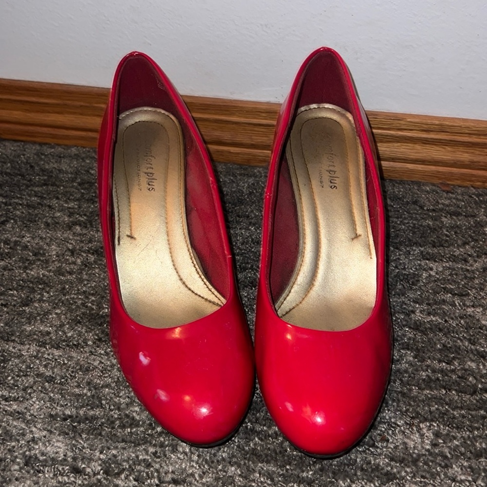 Comfortable Patent Red Heels